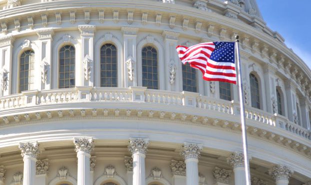 Government Building with American Flag