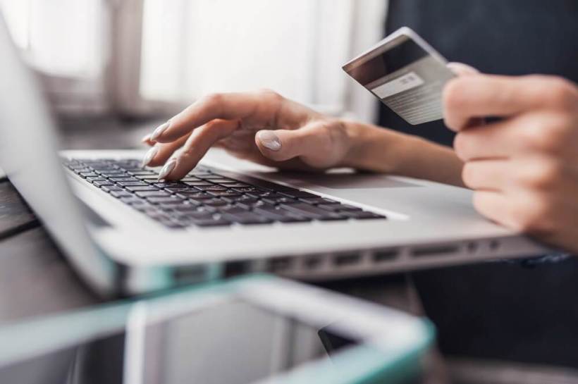 customer buying online with a credit card.