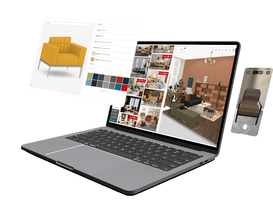 Laptop displaying how to use AI to design a room