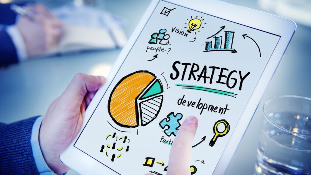 Strategy Development Goal Marketing Vision Planning Hand Concept