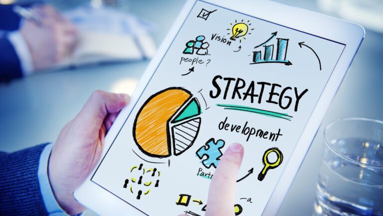 Strategy Development Goal Marketing Vision Planning Hand Concept
