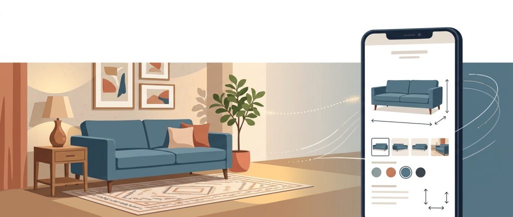 Online visual merchandising for a furniture store.